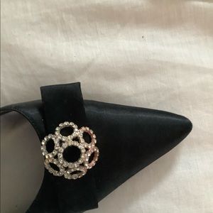 Black satin sling back